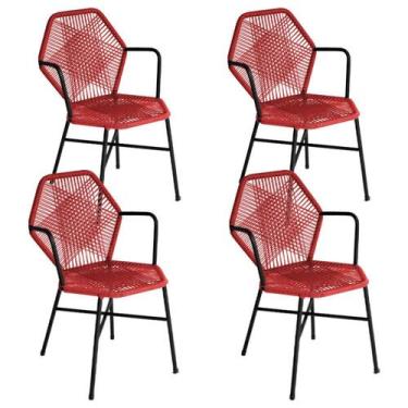 Imagem de Kit 4 Cadeiras Tropicália Fibra Sintética Área Gourmet Acesse Móveis, 