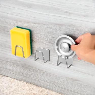 Imagem de Suporte Pia Porta Esponja Utensílios Prático Elegante Aço Inox Cozinha Banheiro Lavanderia