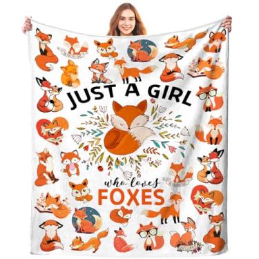 Imagem de Cobertor de raposa para mulheres, meninas, macio, leve, flanela, presentes de raposas, presentes para amantes de raposas, roupa de cama crianças e adultos 152 cm x 127 cm