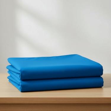 Imagem de Lençol Casal De Elástico Liso Confort Em Malha 100% Algodão (Azul)