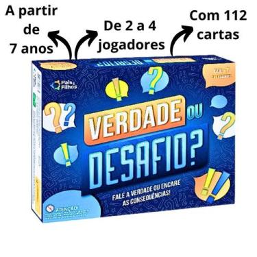Imagem de Jogo De Tabuleiro Para Familia Verdade Ou Desafio 112 Cartas Pais E Fi