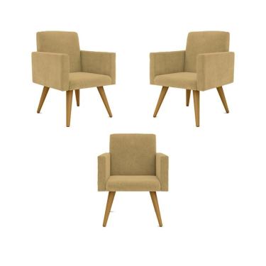 Imagem de Kit 03 Poltronas Nina Decorativa Para Recepção Cor Capuccino Cor:capuccino