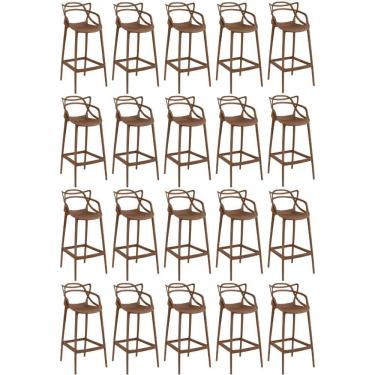 Imagem de Kit 20 Banquetas Allegra Com Encosto Design Cozinha/bancada - Marrom