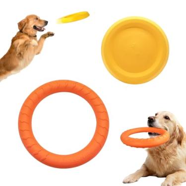 Imagem de WishLotus Brinquedo de anel para cães e disco voador, conjunto de brinquedos flutuantes interativos para atividades ao ar livre, treinamento e limpeza de dentes, brinquedos mastigáveis para cães