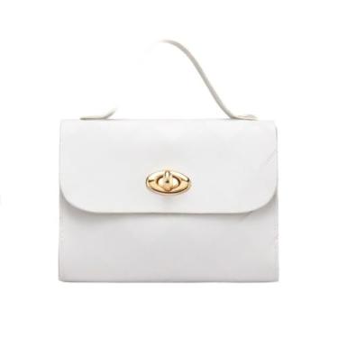 Imagem de Bolsa feminina branca de ombro portátil bolsa transversal de grande capacidade com alça de ombro, Branco-1, Tendência