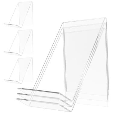 Imagem de 6 peças de suporte de acrílico transparente para exibição de livros, cavalete de acrílico estável, suporte empilhável, reutilizável, multiuso, para exibição de fotos, álbuns, obras de arte, 10 x 11,5