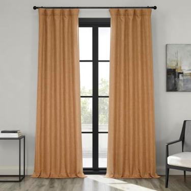 Imagem de HPD Half Price Drapes - Cortinas de linho sintético para sala de estar (1 painel) - 127 cm L x 276 cm C - Cortinas texturizadas para quarto 267 cm de comprimento - Cortinas para decoração de casa