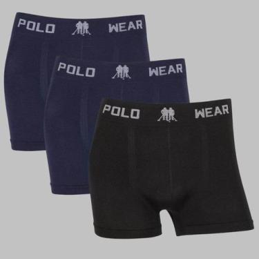 Imagem de Kit 3 Cueca Boxer Polo Wear Masculina Sem Costura Box Adulto, 2 marinh