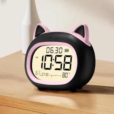 Imagem de VTAIGE Despertador digital infantil com luz noturna para quarto, despertador de gato com treinamento de sono, presente de aniversário para meninas, meninos e crianças