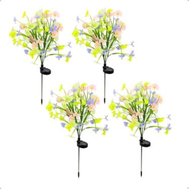 Imagem de Luzes de Natal, Enfeite de Natal para Jardim Externo, Kit 4 Espeto Jardim Solar Flor de Margarida Colorida com Placa Solar Prova D'áGua Ambiente Externo(4 pçs)