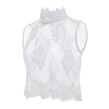 Imagem de Gola falsa de renda, gola removível, malha transparente, gola alta - Y