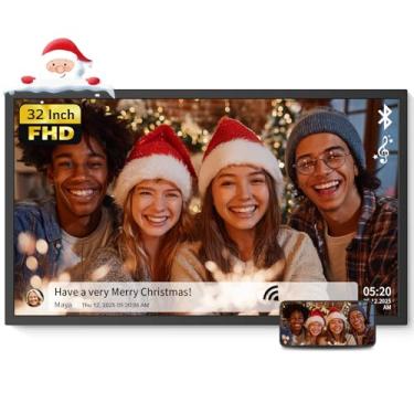 Imagem de NexFoto Porta-retrato digital de 32 polegadas 64 GB, moldura digital grande 1920 x 1080 IPS FHD, rotação automática, controle remoto, fácil de compartilhar fotos/vídeos via aplicativo/USB/e-mail