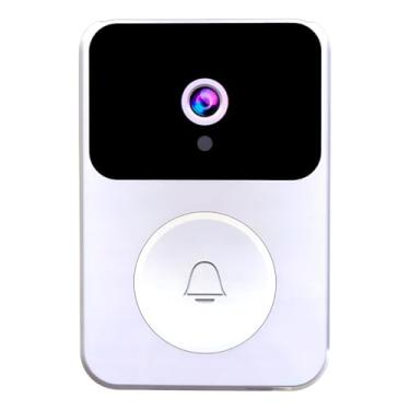 Imagem de Campainha Inteligente Wi-Fi com Câmera, Interfone Visual Colorido, Branco, 8x5x2cm, Detector de Movimento, Áudio Bidirecional, Visão Noturna, Monitoramento Via Smartphone