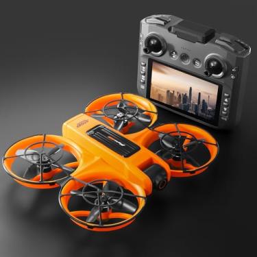 Imagem de ikaufen Drone S156 com controle de tela integrado de 12.4 cm, prevenção de obstáculos de quatro lados infravermelho com câmera dupla HD 1080p WiFi FPV quadricóptero dobrável aeronave + 1 bateria (S156