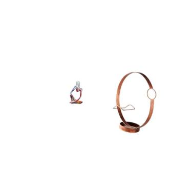 Imagem de Fenteer Escultura Abstrata de Resina Representando Um Pensador E Suporte de Ferro para Garrafa de Vinho, Ideal para Organizar Sua Estante de Livros, Mesa, Qua