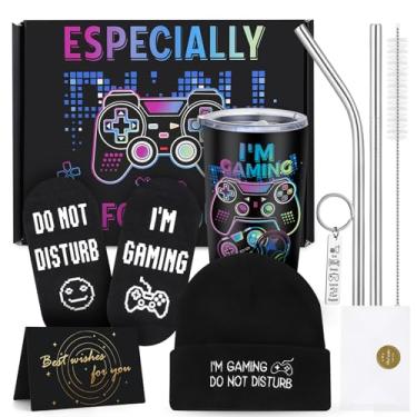 Imagem de Fingertip WD 6 peças de presentes de jogador para amantes de jogos com chapéu de malha isolado copo antiderrapante chaveiro cartão de felicitações caixa de presente para mulheres homens namorado