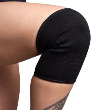 Imagem de Joelheira ortopédica de compressão elástica lisa preta progne sports (