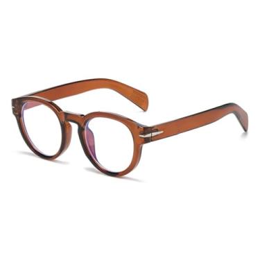 Imagem de HCPIHF Óculos de sol vintage oval feminino, fashion, transparente, lentes oceânicas, uv400, masculino, rebites, redondo, uv400 (marrom)