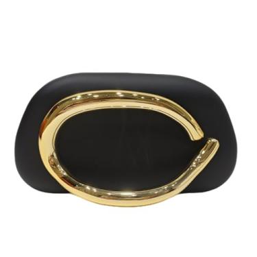 Imagem de Bolsa preta de acrílico com alça de metal, bolsas de mão redondas clássicas, bolsa tiracolo para noite bolsas vintage de metal, Preto, Marble-patterned design