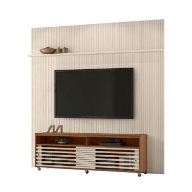 Imagem de Composição Frizz New Prestige Bancada E Painel Para Tv 75 Polegadas Com Portas - Madetec Naturale Off White