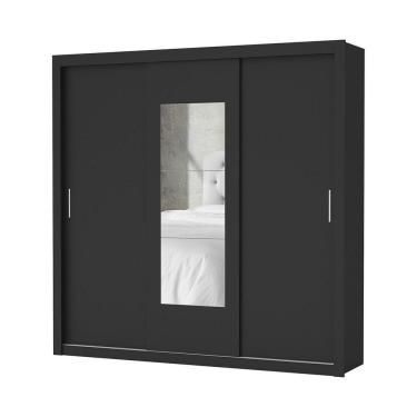 Imagem de Guarda-roupa Casal Clarice 4 Gvts Com Espelho Carioca Móveis Preto