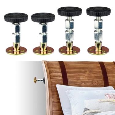 Imagem de 4 peças de tampas de cabeceira para parede, rolha de ruído de cama ajustável com proteção de parede com instalação rosqueada e adesivo ferramenta antivibração de cabeceira para cabeceiras, armários e