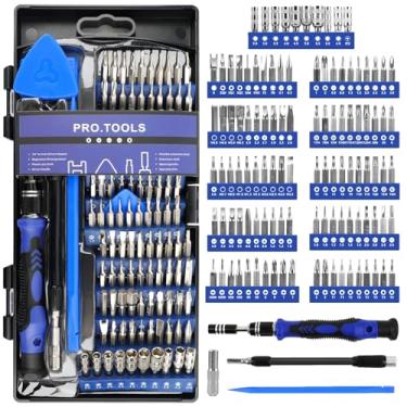 Imagem de Conjunto de chaves de fenda de precisão 124 em 1, mini kit de ferramentas de reparo eletrônico, pequeno kit de chave de fenda magnética com eixo flexível e haste de extensão para computador, laptop