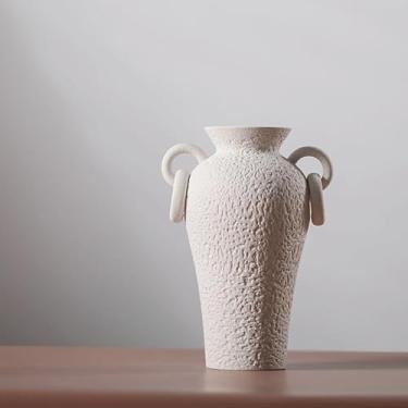 Imagem de Vaso de cerâmica para interior estilo vaso grego antigo com alça dupla (textura alta)