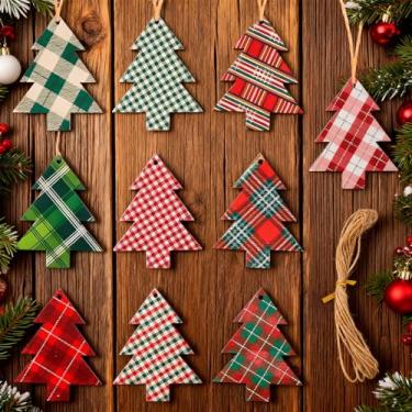 Imagem de 10 peças/conjunto de enfeites de árvore de Natal rústicos desejos de Natal etiquetas de férias enfeites de Natal vintage pendurados com cordas de juta para decoração de presente de artesanato de