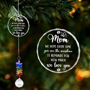 Imagem de GIFTELIX Enfeites de Natal - Mom We Love You - Aniversário Dia das Mães - Crystal Suncatcher Rainbow Maker - Lembrança Sentimental - Presente para mãe da filha e filho