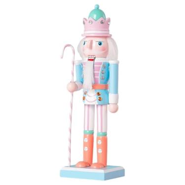 Imagem de Decorações de Natal, enfeites de quebra-nozes, bonecos de madeira quebra-nozes de 25 cm, presente festivo colecionável de quebra-nozes para mesa, lareira e decoração de Natal, azul