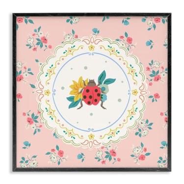 Imagem de Stupell Industries Spring Lady Bug Lace Pattern White Framed Giclee Art, design by Angela Steahling, 17 x 17