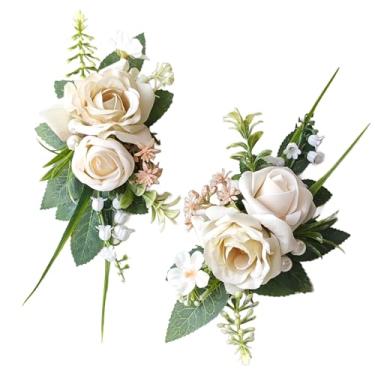 Imagem de WIHUZIU 2 peças de flor na lapela para homens – flores de decoração de terno para noivos e padrinhos, perfeita para casamento, formatura, baile, aniversário, formatura (champanhe)