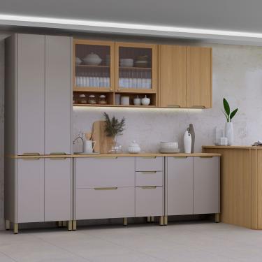 Imagem de Cozinha Modulada Completa 6 Peças Com Tampo E Bancada Lumina Cinammon-freijó