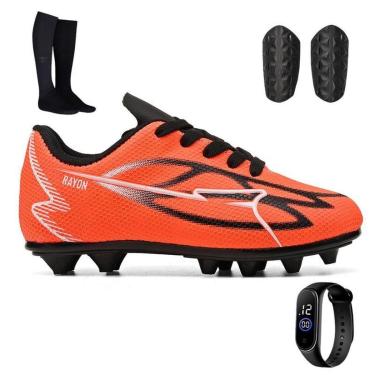 Imagem de Kit Chuteira Infantil Macia de Trava + Meião + Caneleira e Relógio Digital-Masculino