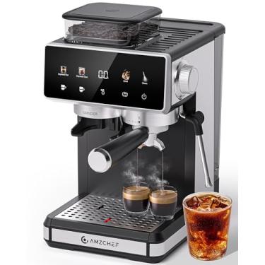 Imagem de AMZCHEF Máquina de café expresso de 20 barras com moedor - máquina de café de 3 temperaturas com 20 configurações de moagem, máquina de café expresso quente/frio com espumador de leite, máquina de
