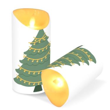 Imagem de Blueangle Pacote com 2 velas de estrela de árvore de Natal sem chama com controle remoto e temporizador, velas LED cintilantes (7,6 cm x 9,9 cm) para decoração de casa, casamento, acampamento (863)