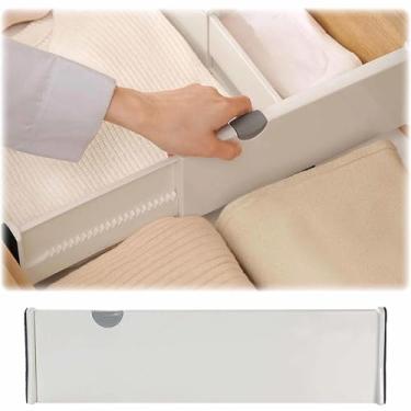 Imagem de ChefktCove Pacote com 4 divisórias de gaveta de 10 cm de altura, 38 a 54 cm, organizadores de gavetas ajustáveis para roupas, separadores expansíveis de cômoda no quarto/banheiro/cozinha organização e