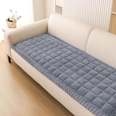 Imagem de Smiry Capas antiderrapantes para apoio de braço de sofá para cães, capas felpudas para sofá e animais de estimação, capas macias laváveis para poltronas reclináveis (cinza, 70 x 70 cm)