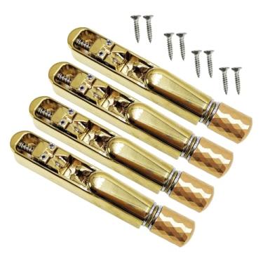 Imagem de Colaxi Kit de ponte headless para guitarra com tailpiece e chave de instalação. Fácil instalação. Peças para guitarra, instrumentos musicais e acessórios, 4 Cordas Douradas