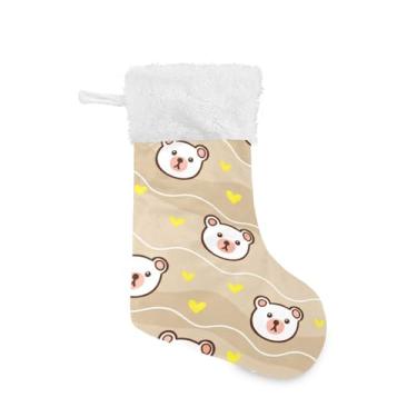 Imagem de Wassud Meia de Natal fofa com urso branco com corações de 45,7 cm para decoração de lareira e corações, pacote com 2