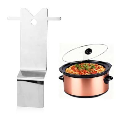 Imagem de Suporte Tampa Panela Cozimento Lento para Crock-Pot, Suporte Tampa Panela de Cozimento Lento em Aço Inoxidável para Manter Bancada Cozinha Limpa (Prateado)