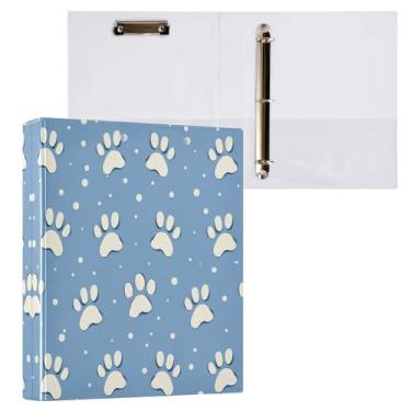 Imagem de Qilmy Organizador de fichário redondo com estampa de pata de cachorro, fichário de 3 anéis com prancheta (carta A4), fichário fofo para material de escritório escolar 94