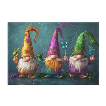 Imagem de Burbuja Tapete de banho Mardi Gras Gnomos, tapete de banheiro absorvente extra macio com suporte antiderrapante para banheiro, banheira, chuveiro, 41 x 61 cm