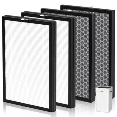 Imagem de Panlyh Pacote com 4 filtros de substituição para purificador de ar K1 adequado para LUNINO K1, 3 em 1 de alta eficiência H13 True HEPA e filtro de carvão ativado, filtros dupla face para casa grande