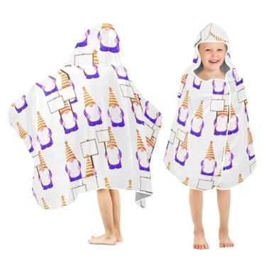 Imagem de Burbuja Toalha de banho com capuz de gnomos de desenho animado para crianças, toalha de praia de pelúcia macia absorvente para meninas e meninos 3-10 anos, 61 x 127 cm