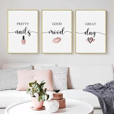 Imagem de 3 peças de arte de parede Nails Mood Day 20 x 30 cm presente para casa moderna, escritório, sala de estar, decoração de quarto, pôster em tela sem moldura, presente de arte de parede