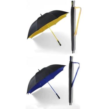 Imagem de Guarda-Chuva Grande Automático - Fibra de Vidro Blackout para Proteção UV, Reforçado para Tempestade(kit2 (amarelo+azul))