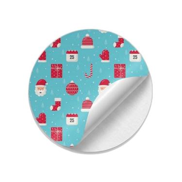 Imagem de Adesivos Redondos Natalinos Doodle Azul 25 Unidades - Tamanho 85x85cm