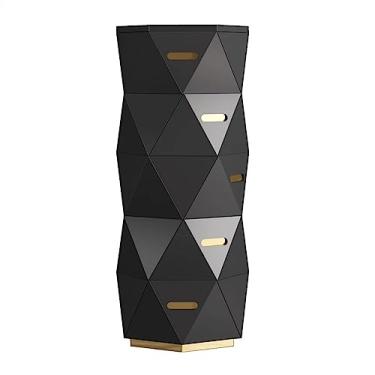 Imagem de Cômodas Cômoda luxuosa sala de estar cômoda decorativa quarto armário armazenamento madeira com várias gavetas para 5(Preto)